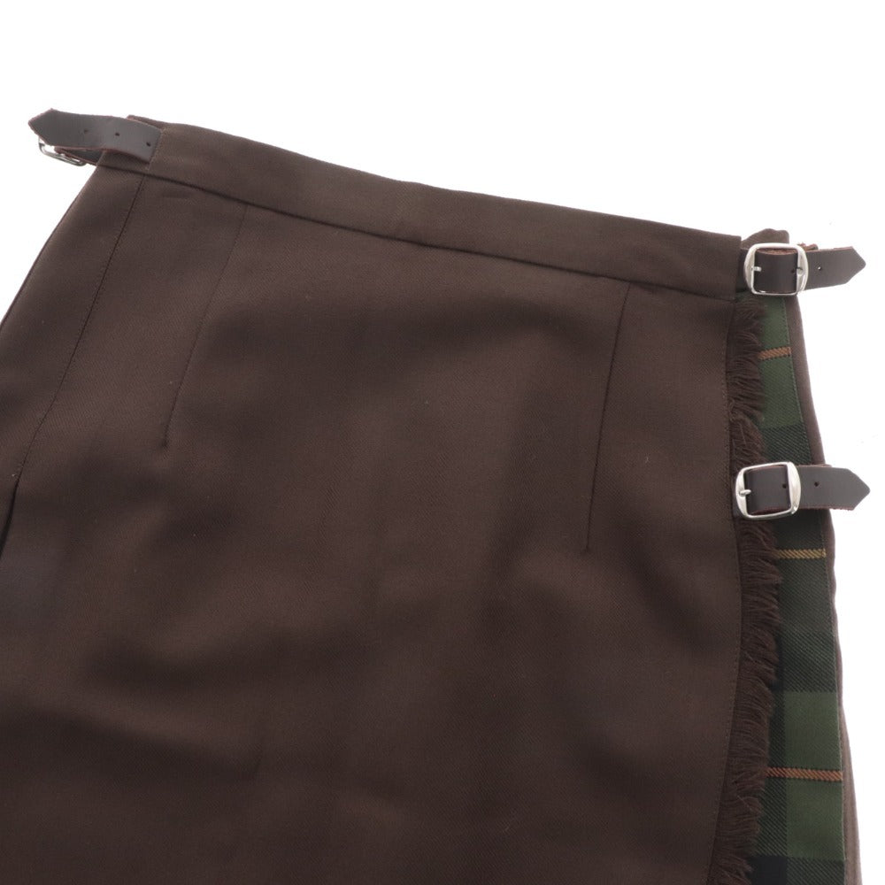 ■ O'Neill of Dublin Wrap Skirt Bottoms Check Wool Women's Size 40 Brown Green