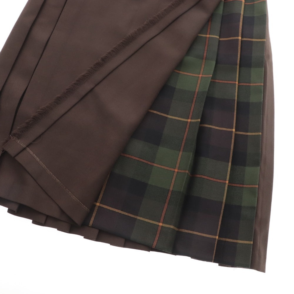 ■ O'Neill of Dublin Wrap Skirt Bottoms Check Wool Women's Size 40 Brown Green