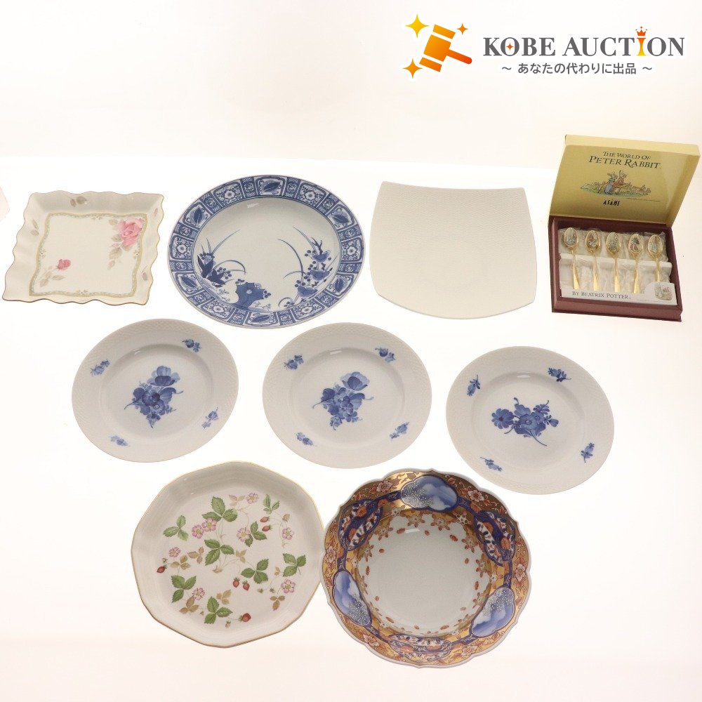 ■ Royal Copenhagen, Narumi, Arita ware, Wedgwood, Peter Rabbit, plate, spoon, tableware, 9-piece set, bulk sale, Western and Japanese, box included, unused