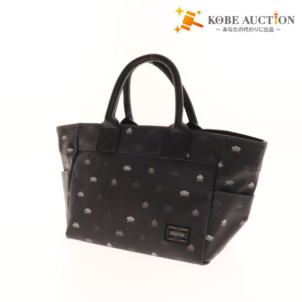 ■ Porter Essential Design Handbag Taito Invader Collaboration Bag Tote Bag Men's Women's Black