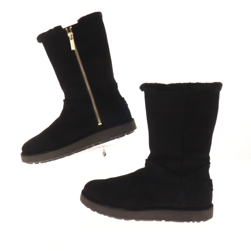 ■ UGG Classic Short BLVD Sheepskin Boots 1108146 Side Zip Shoes Women's 23cm Black Box Included