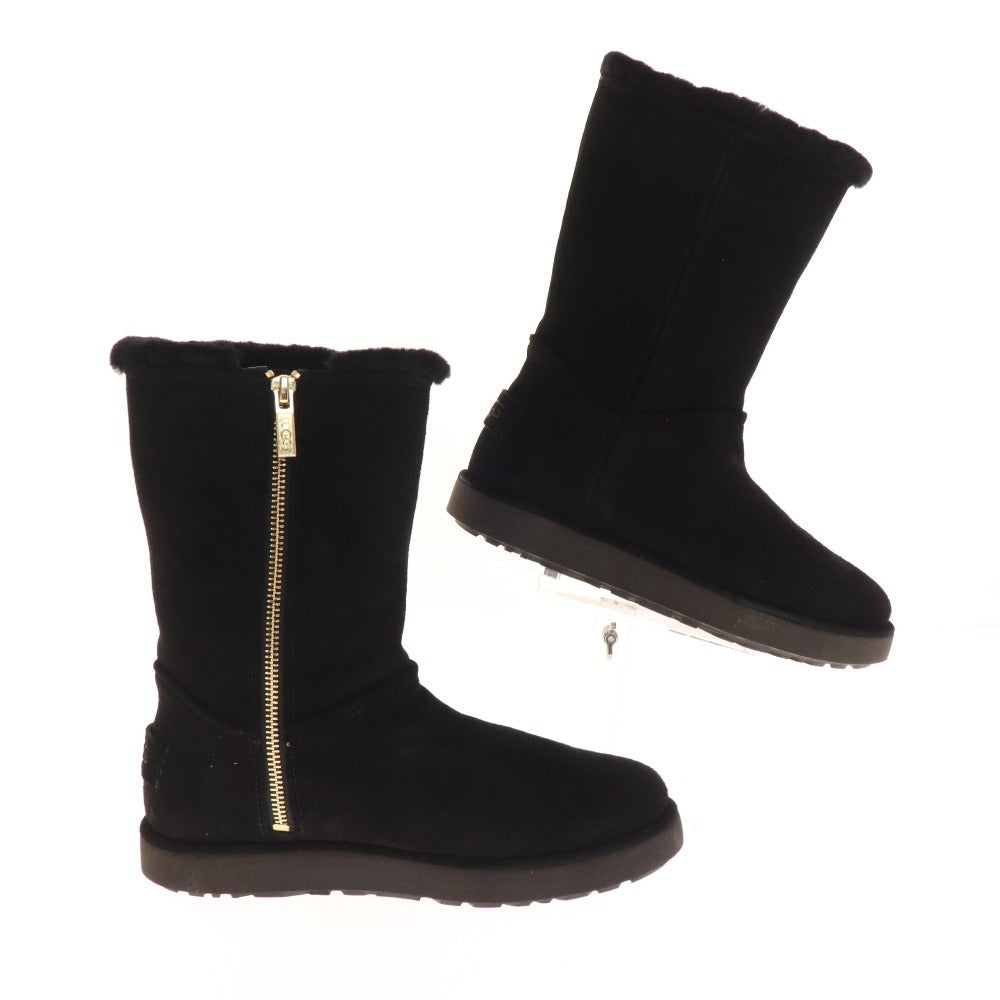 ■ UGG Classic Short BLVD Sheepskin Boots 1108146 Side Zip Shoes Women's 23cm Black Box Included