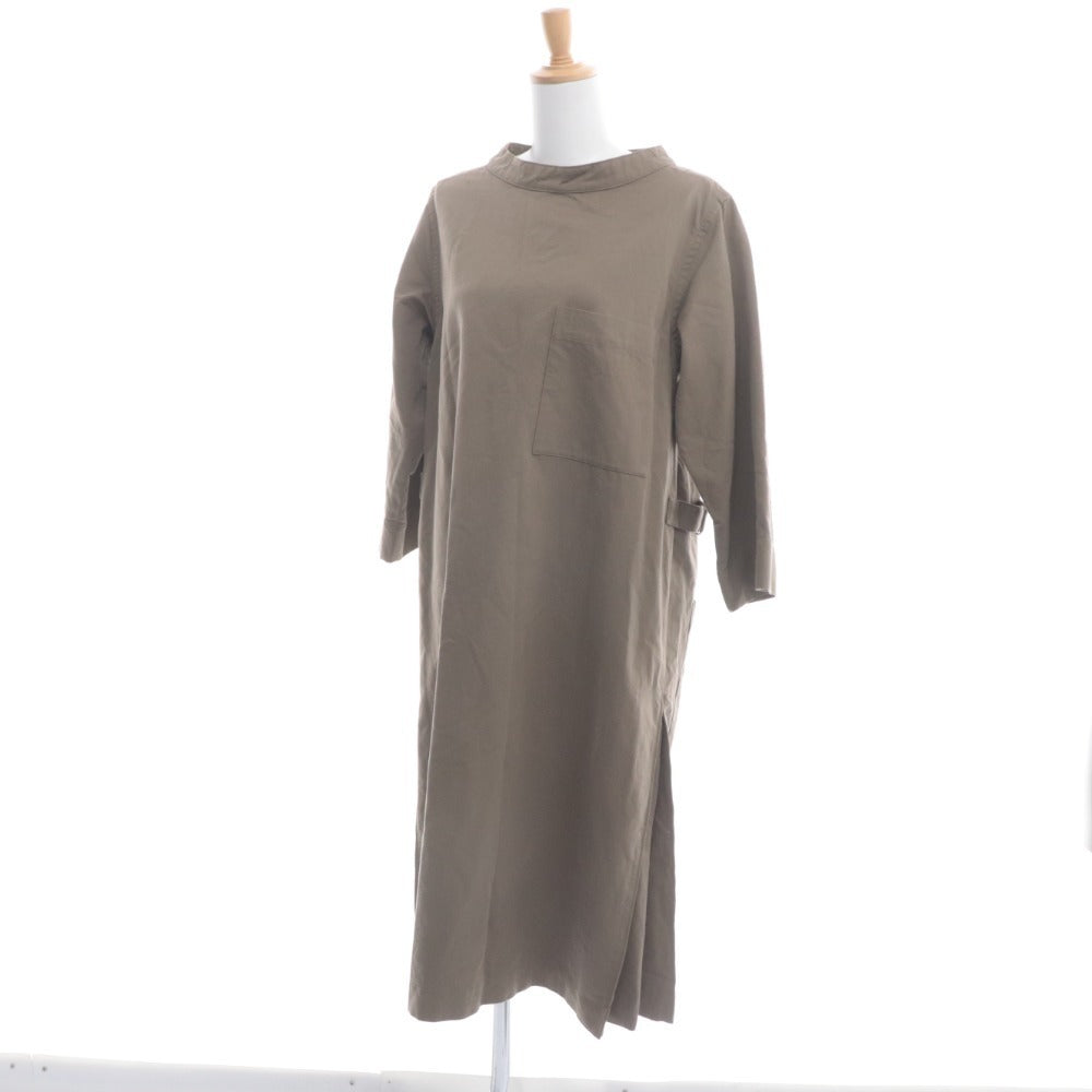 ■ Margaret Howell Long Sleeve Dress with Belt, Women's, Size 2, Khaki