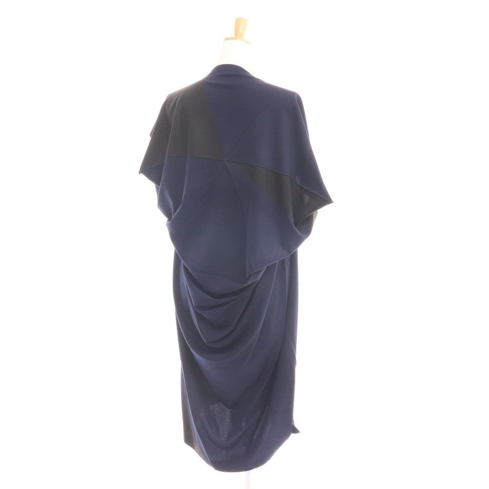 ■ Issey Miyake One Piece Pleated Deformed Long Women's Size 3 Navy Black