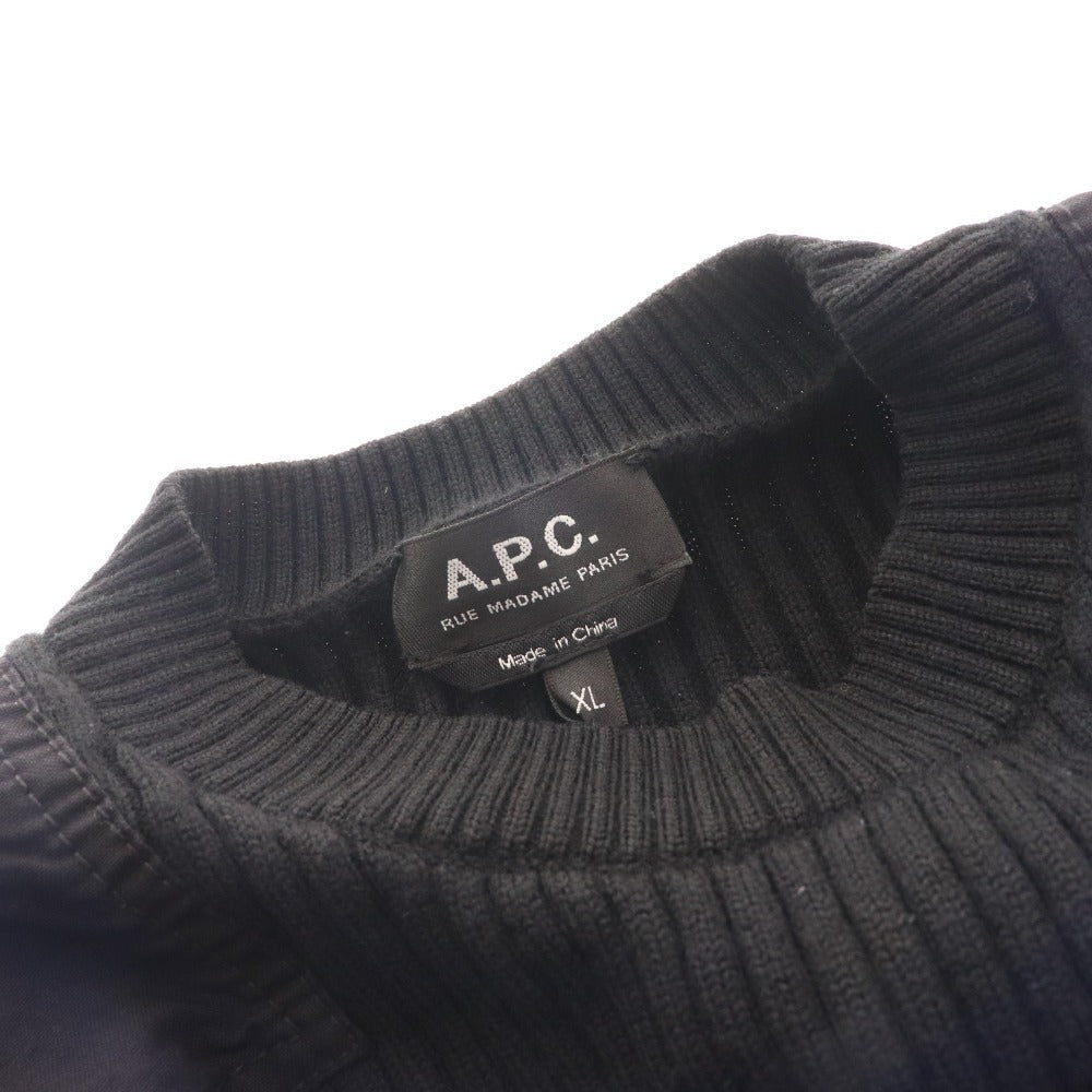 ■ A.P.C. Knit long sleeve top, 100% wool, men's, XL, black