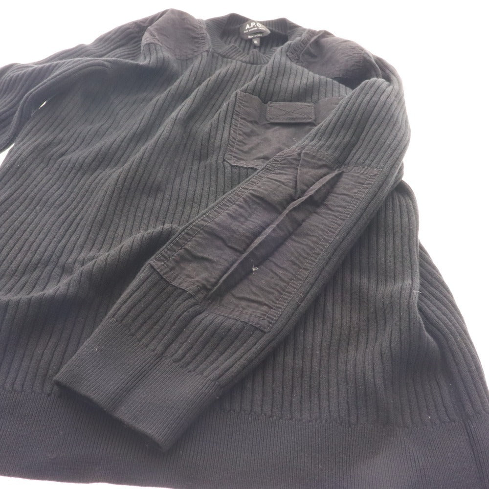 ■ A.P.C. Knit long sleeve top, 100% wool, men's, XL, black