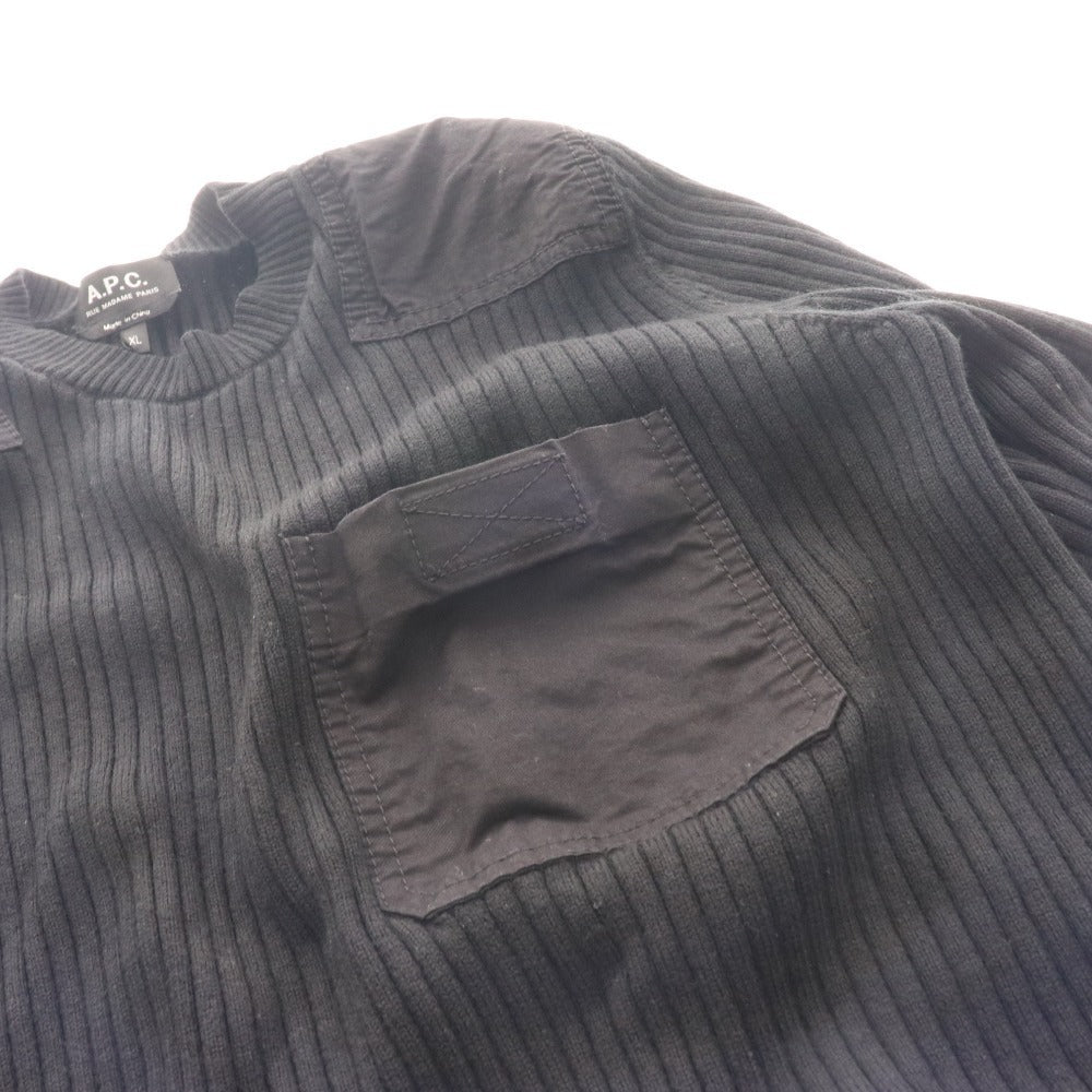 ■ A.P.C. Knit long sleeve top, 100% wool, men's, XL, black