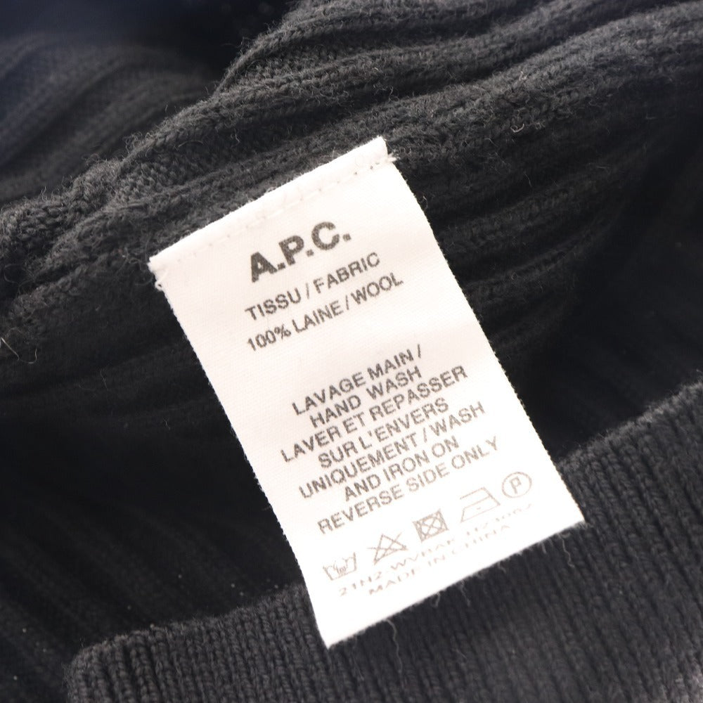 ■ A.P.C. Knit long sleeve top, 100% wool, men's, XL, black