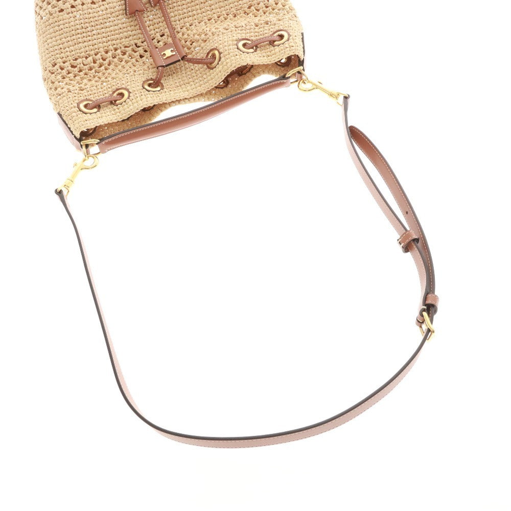 ■ CELINE セリーヌ ティーン クララ バッグ ハンドバッグ 鞄 巾着型 レディース アイボリー系 ライトブラウン系