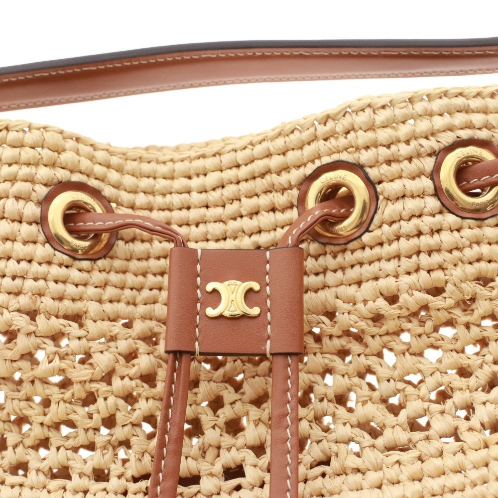 ■ CELINE セリーヌ ティーン クララ バッグ ハンドバッグ 鞄 巾着型 レディース アイボリー系 ライトブラウン系