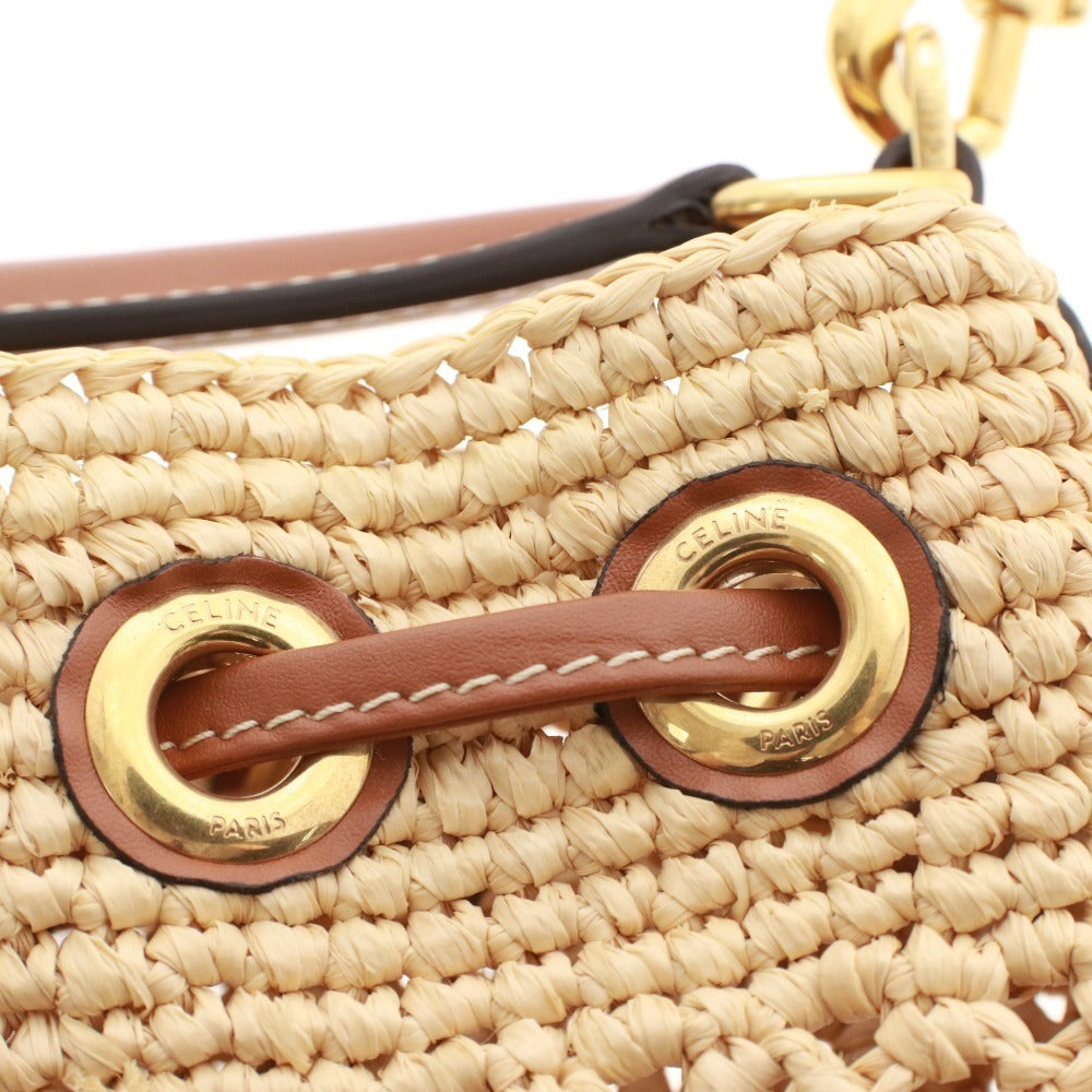■ CELINE セリーヌ ティーン クララ バッグ ハンドバッグ 鞄 巾着型 レディース アイボリー系 ライトブラウン系