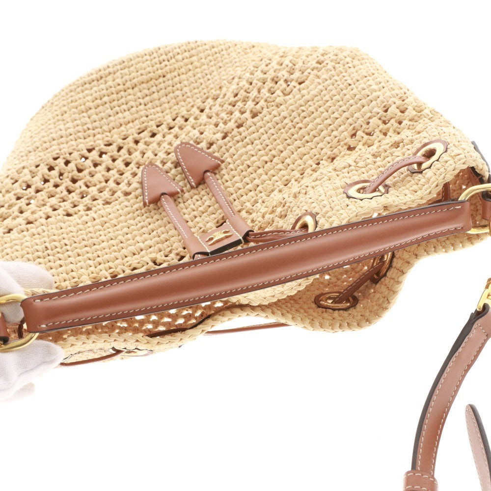 ■ CELINE セリーヌ ティーン クララ バッグ ハンドバッグ 鞄 巾着型 レディース アイボリー系 ライトブラウン系