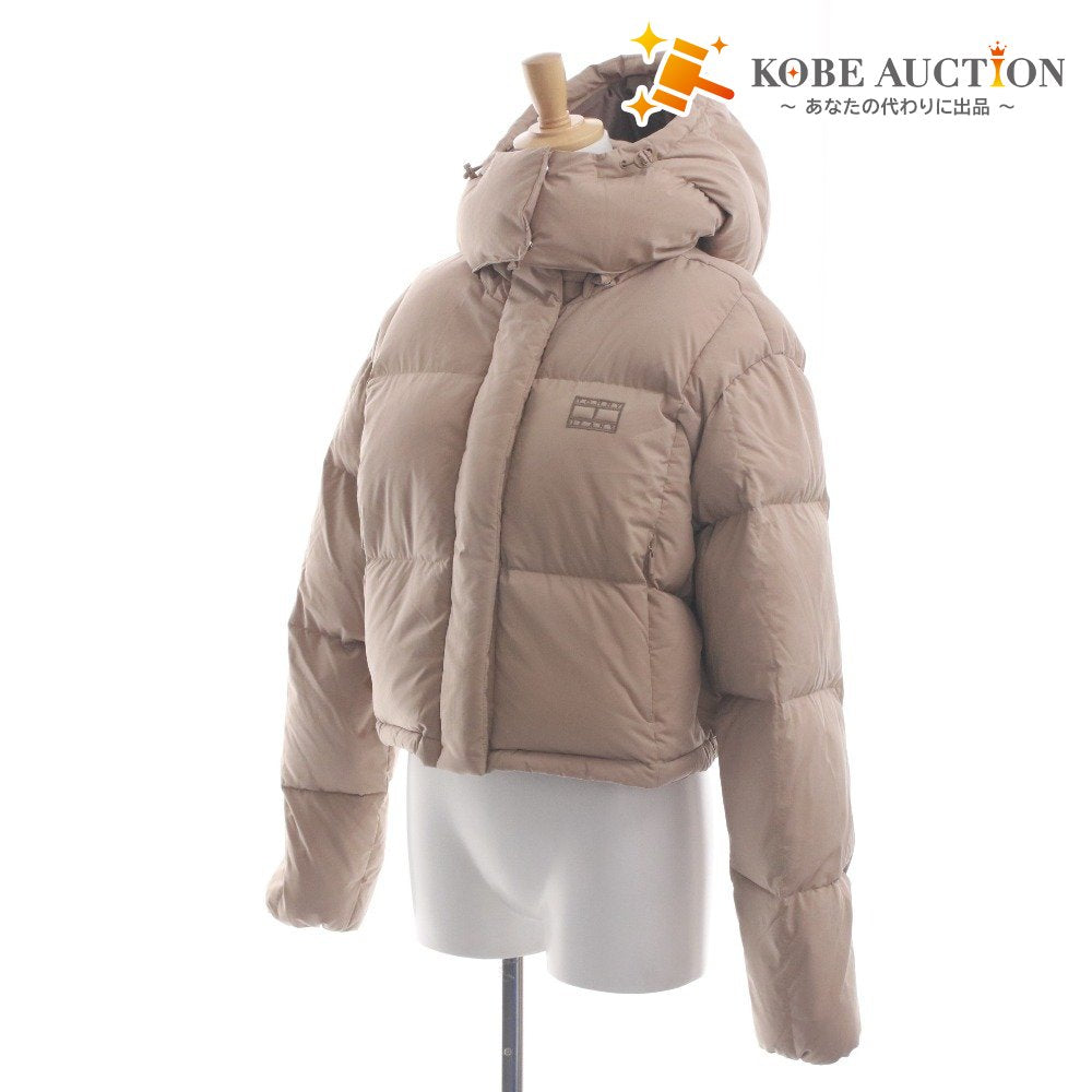 ■ トミージーンズ TOMMY JEANS ダウンジャケット 長袖 アウター フード取り外し アラスカグリッドクロップド レディース M ベージュ