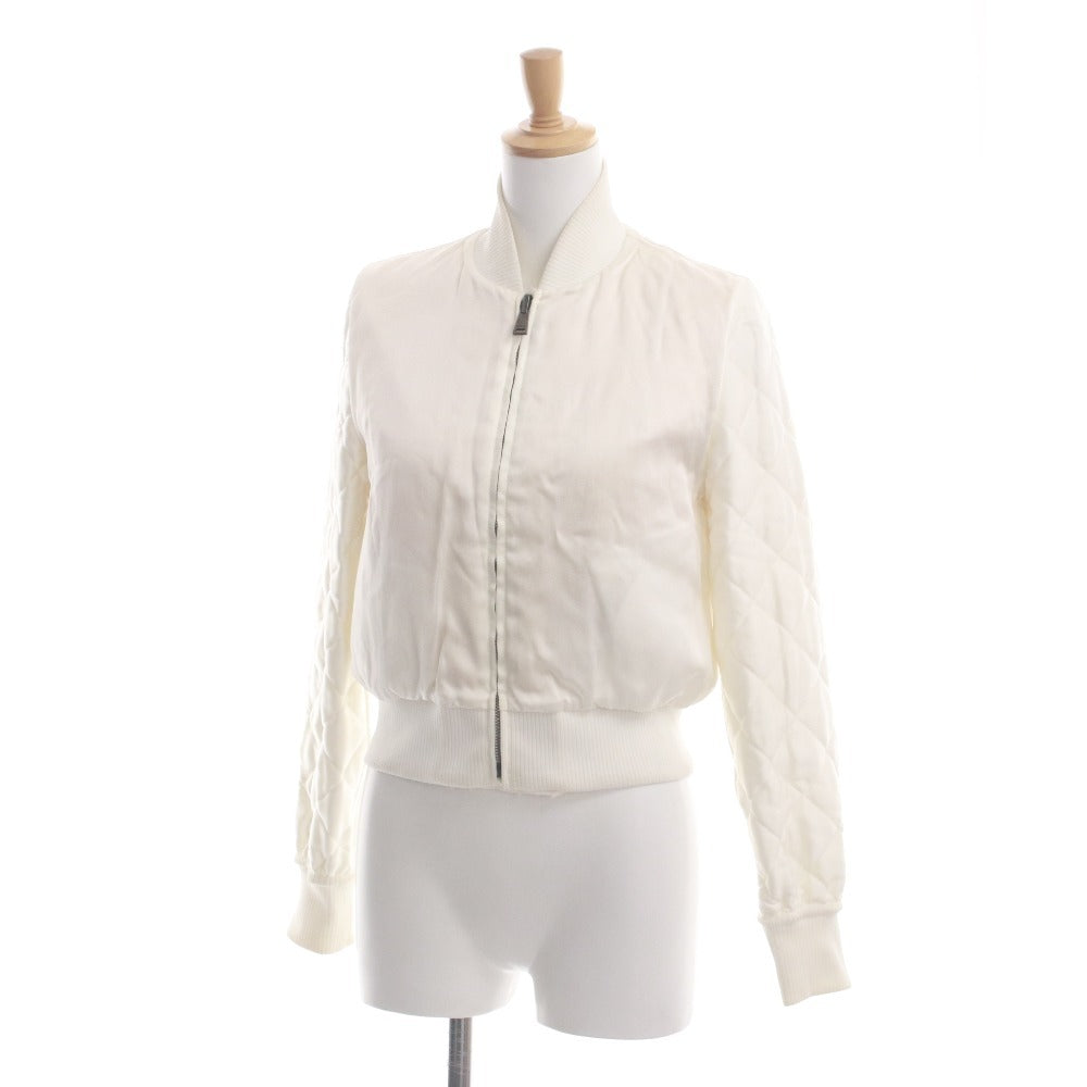 ■ フェンディ × フィラ FILA コラボ ブルゾン ファー ジャケット FENDIMANIA ロゴ リバーシブル レディース 36(XS相当）アイボリー系