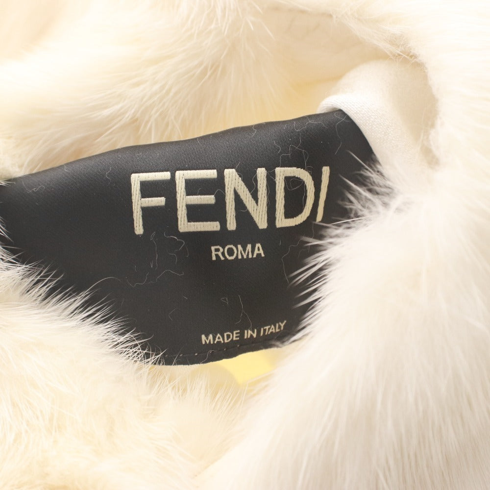 ■ フェンディ × フィラ FILA コラボ ブルゾン ファー ジャケット FENDIMANIA ロゴ リバーシブル レディース 36(XS相当）アイボリー系