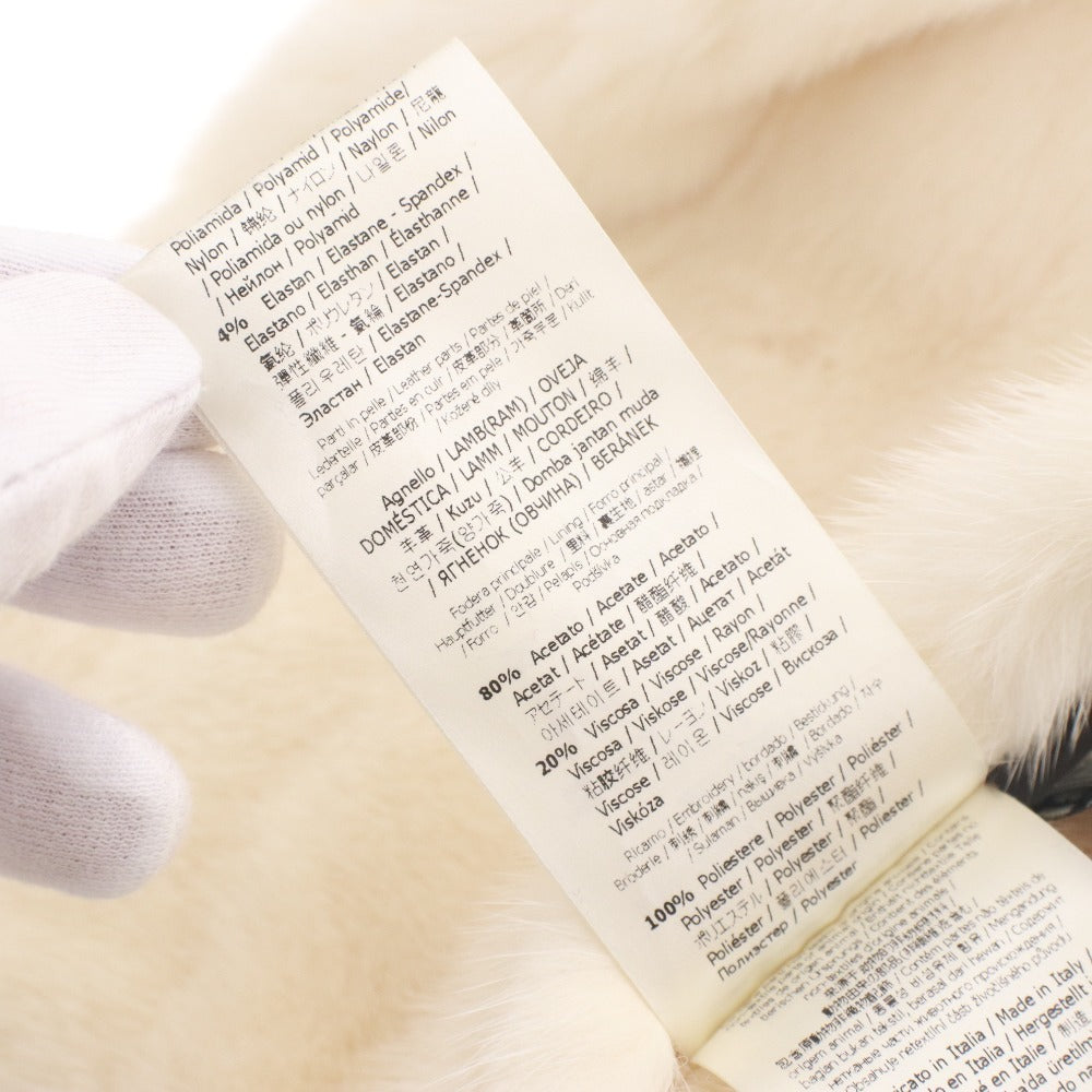 ■ フェンディ × フィラ FILA コラボ ブルゾン ファー ジャケット FENDIMANIA ロゴ リバーシブル レディース 36(XS相当）アイボリー系