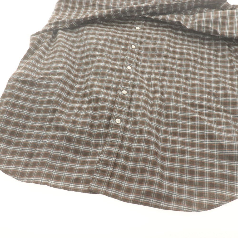 ■ ビームス BEAMS チェックシャツ 長袖 トップス オリジナル 日本製 飾り紐 コットン100% 綿メンズ XL カーキ系