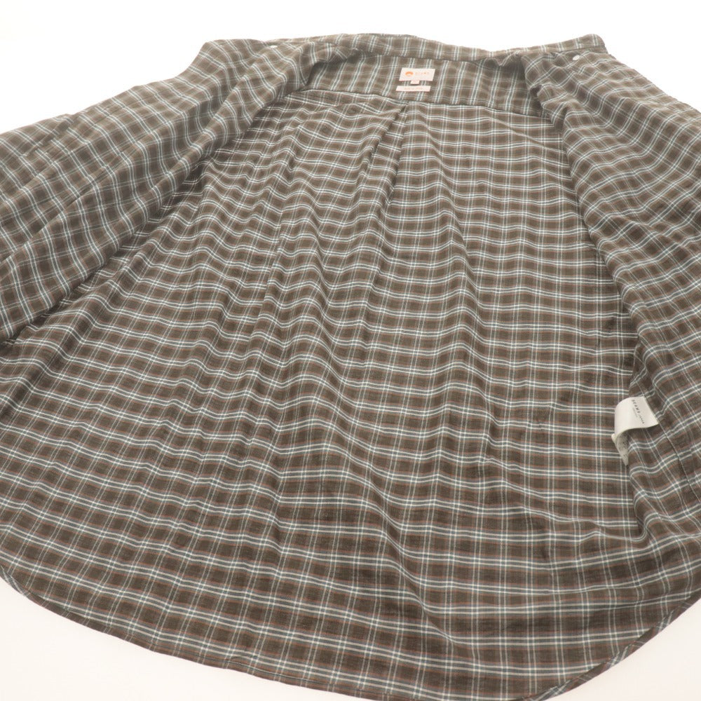 ■ ビームス BEAMS チェックシャツ 長袖 トップス オリジナル 日本製 飾り紐 コットン100% 綿メンズ XL カーキ系