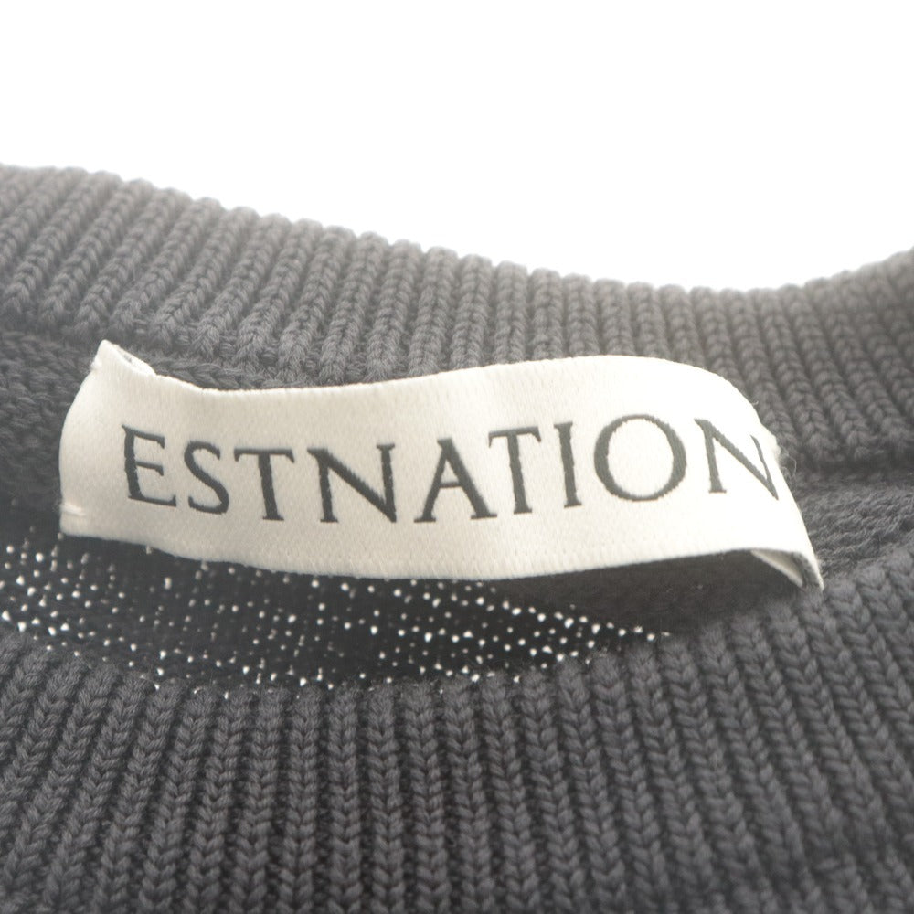 ■ ESTNATION Knit Long Sleeve Top Crew Neck 100% Cotton Summer Knit Spring Men's L Gray