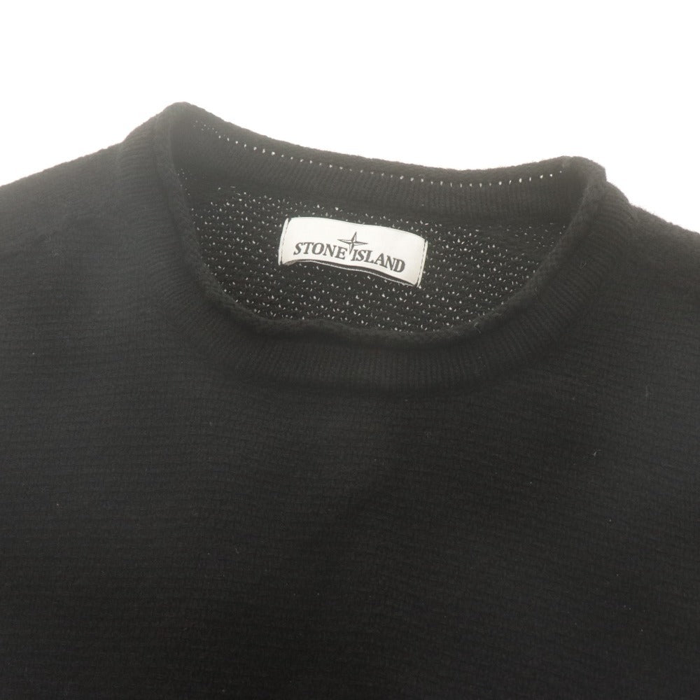 ■ ストーンアイランド STONE ISLAND ニット セーター 長袖 トップス ラムズウール クルーネック メンズ XL ブラック