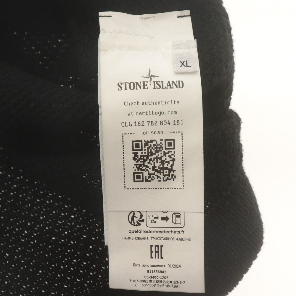 ■ ストーンアイランド STONE ISLAND ニット セーター 長袖 トップス ラムズウール クルーネック メンズ XL ブラック