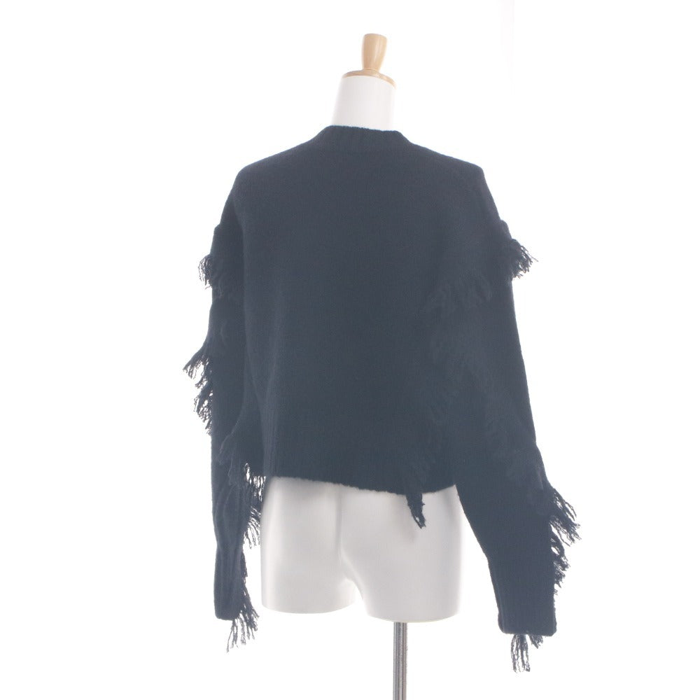 ■ 3.1 Phillip Lim Sweater Long Sleeve Top Fringe Crewneck Pullover Short Knit Fringe Women's XS Black