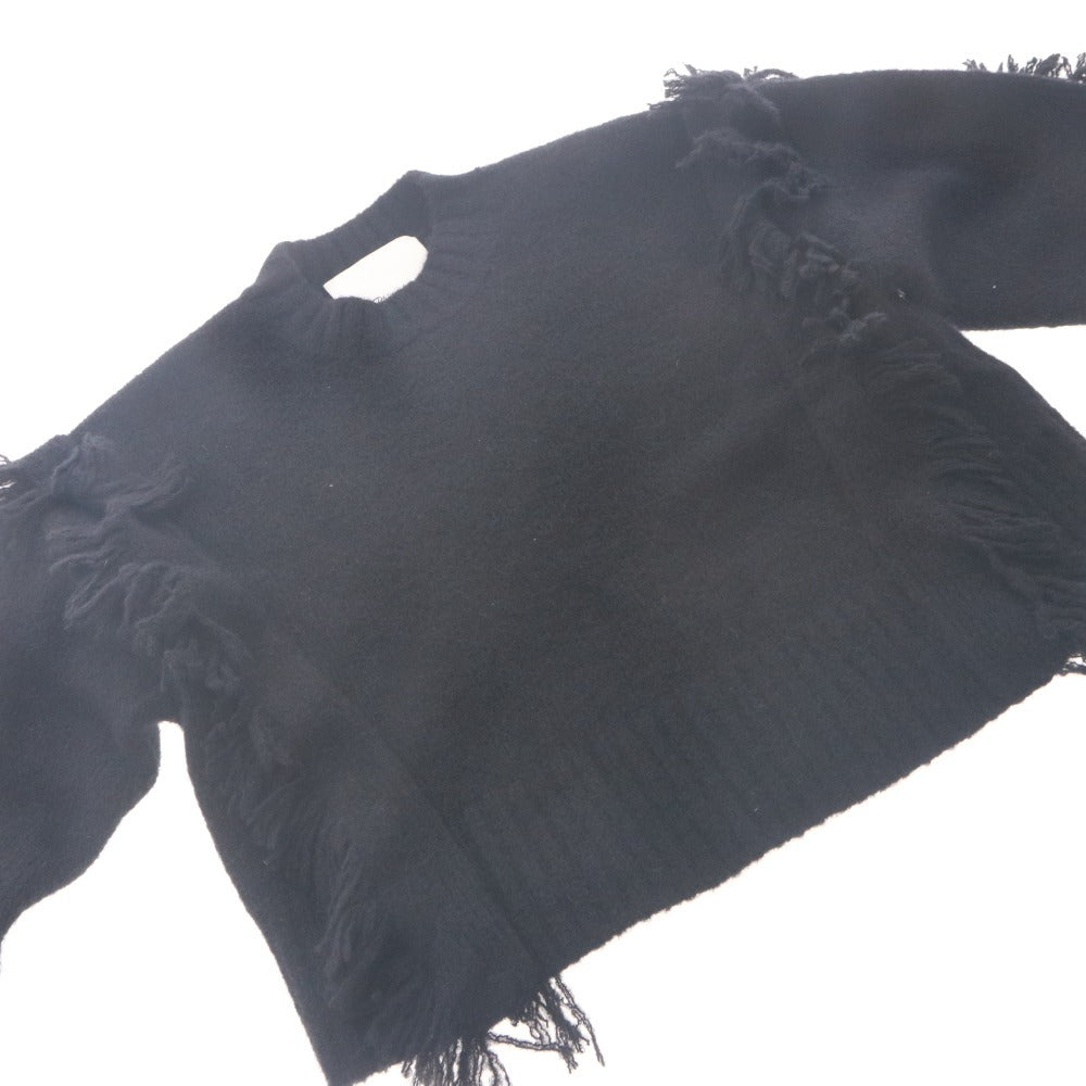 ■ 3.1 Phillip Lim Sweater Long Sleeve Top Fringe Crewneck Pullover Short Knit Fringe Women's XS Black