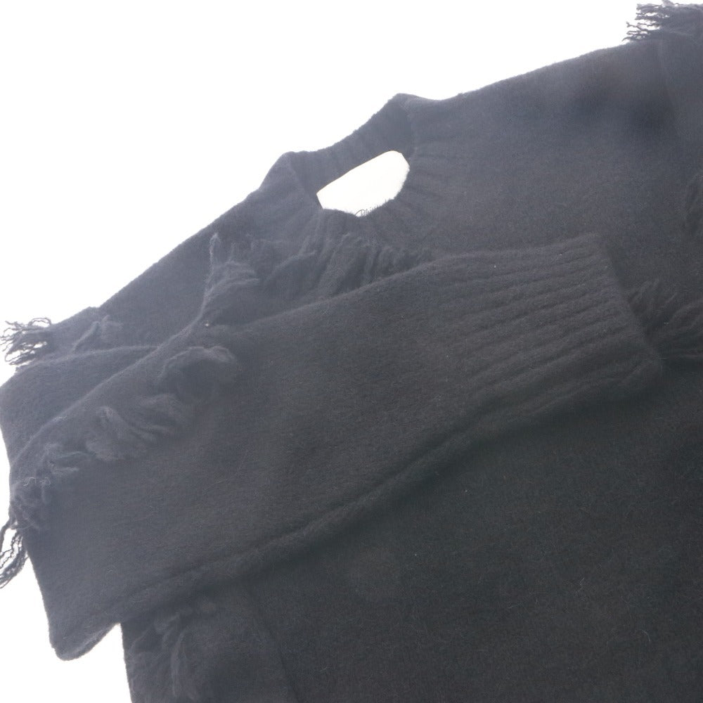 ■ 3.1 Phillip Lim Sweater Long Sleeve Top Fringe Crewneck Pullover Short Knit Fringe Women's XS Black
