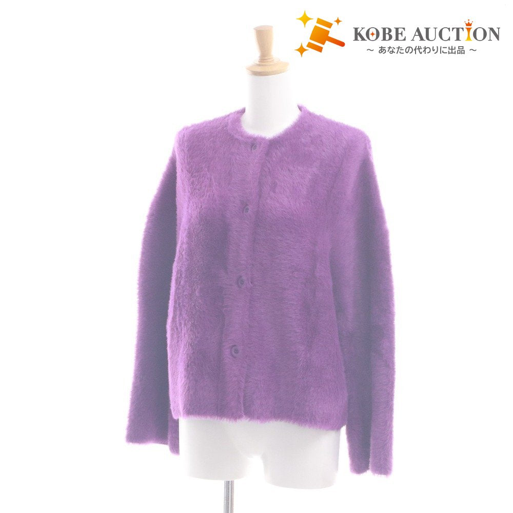 ■ ESTNATION Cardigan Long Sleeve Outerwear Short Length Knit Double Face Women's F (Free Size) Purple