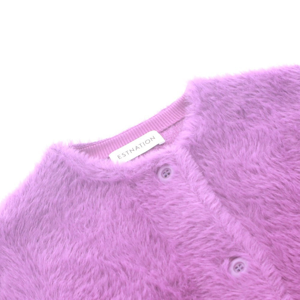 ■ ESTNATION Cardigan Long Sleeve Outerwear Short Length Knit Double Face Women's F (Free Size) Purple