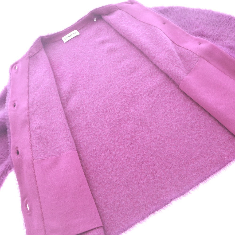 ■ ESTNATION Cardigan Long Sleeve Outerwear Short Length Knit Double Face Women's F (Free Size) Purple