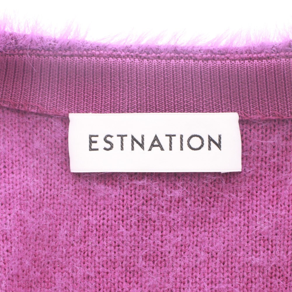■ ESTNATION Cardigan Long Sleeve Outerwear Short Length Knit Double Face Women's F (Free Size) Purple