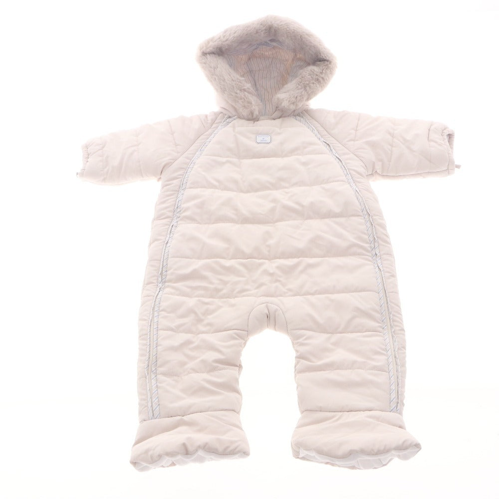 ■ Jacadi Baby Clothes Coveralls Set of 2 Long-Sleeved Outerwear Snowsuit Double Zipper 6 Months 67cm Light Beige Gray