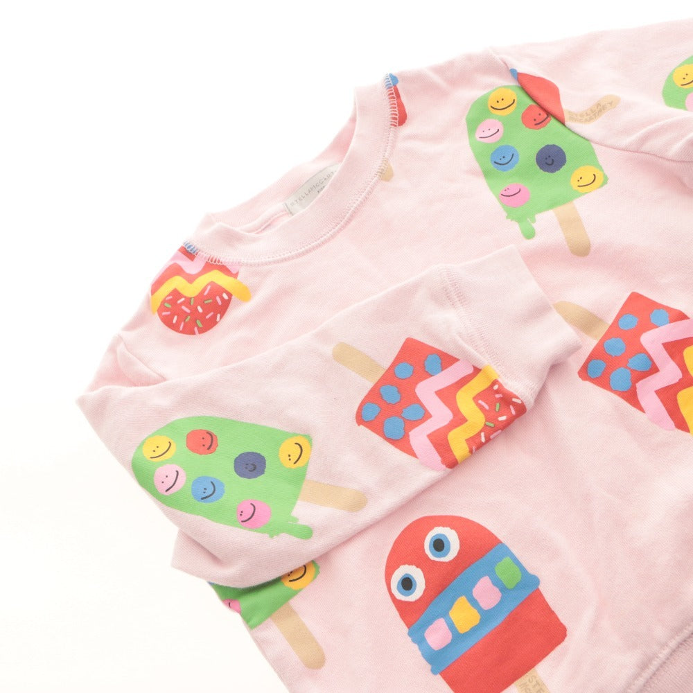 ■ STELLA McCARTNEY KIDS キッズ 子供服 トレーナー 長袖 スウェット トップス アイスキャンディ 総柄 レディース 3Y/歳 ライトピンク 等