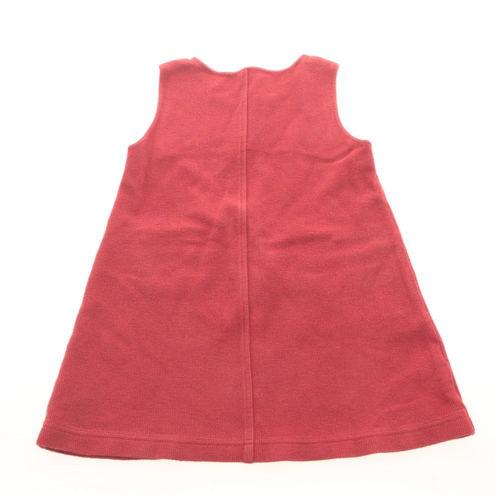 ■ Familiar Kids Jumper Dress Sleeveless Top Pockets Floral Bear Girl 100 (Approx. 3-4 Years Old) Red