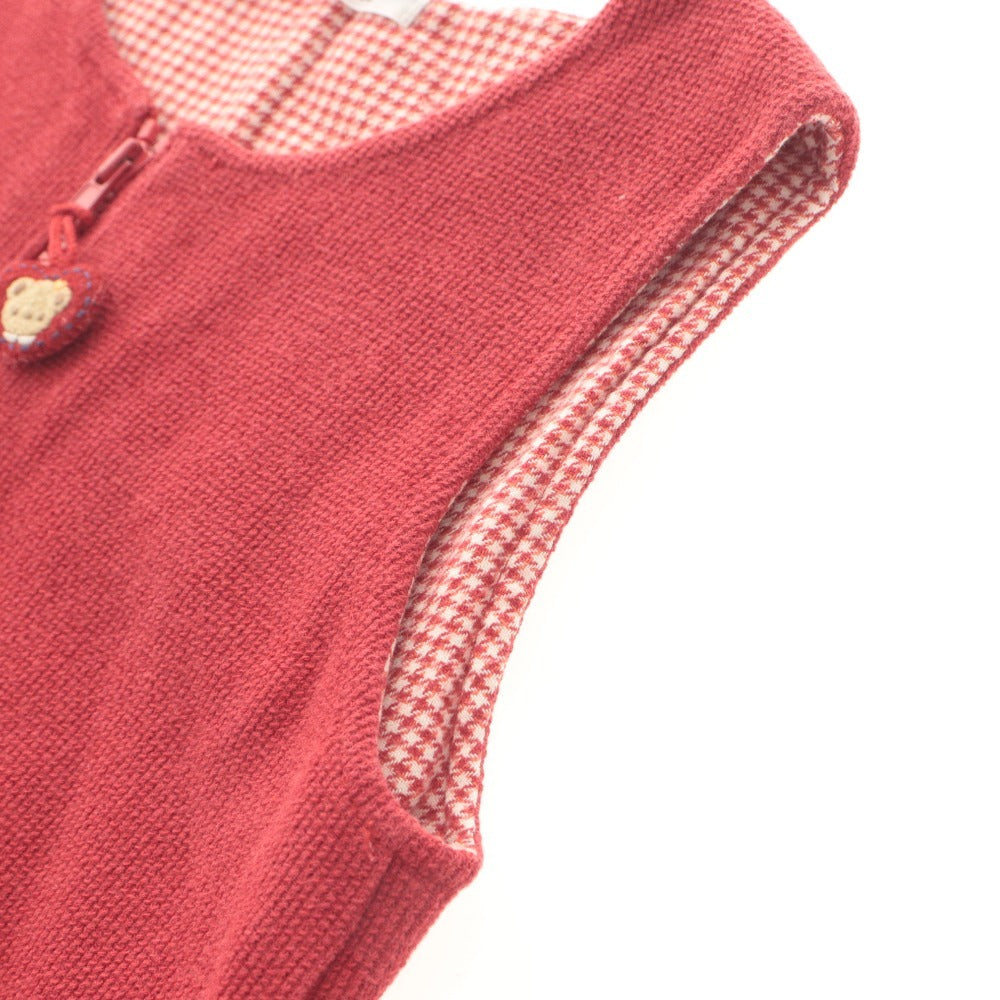 ■ Familiar Kids Jumper Dress Sleeveless Top Pockets Floral Bear Girl 100 (Approx. 3-4 Years Old) Red