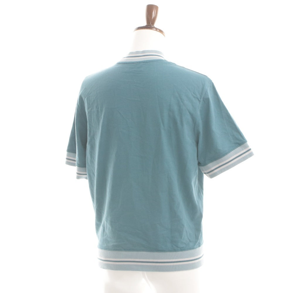 ■ MAISON KITSUNE Short Sleeve Sweatshirt Top Trainer Ribbed Logo Embroidery Cotton Men's XS Blue Green