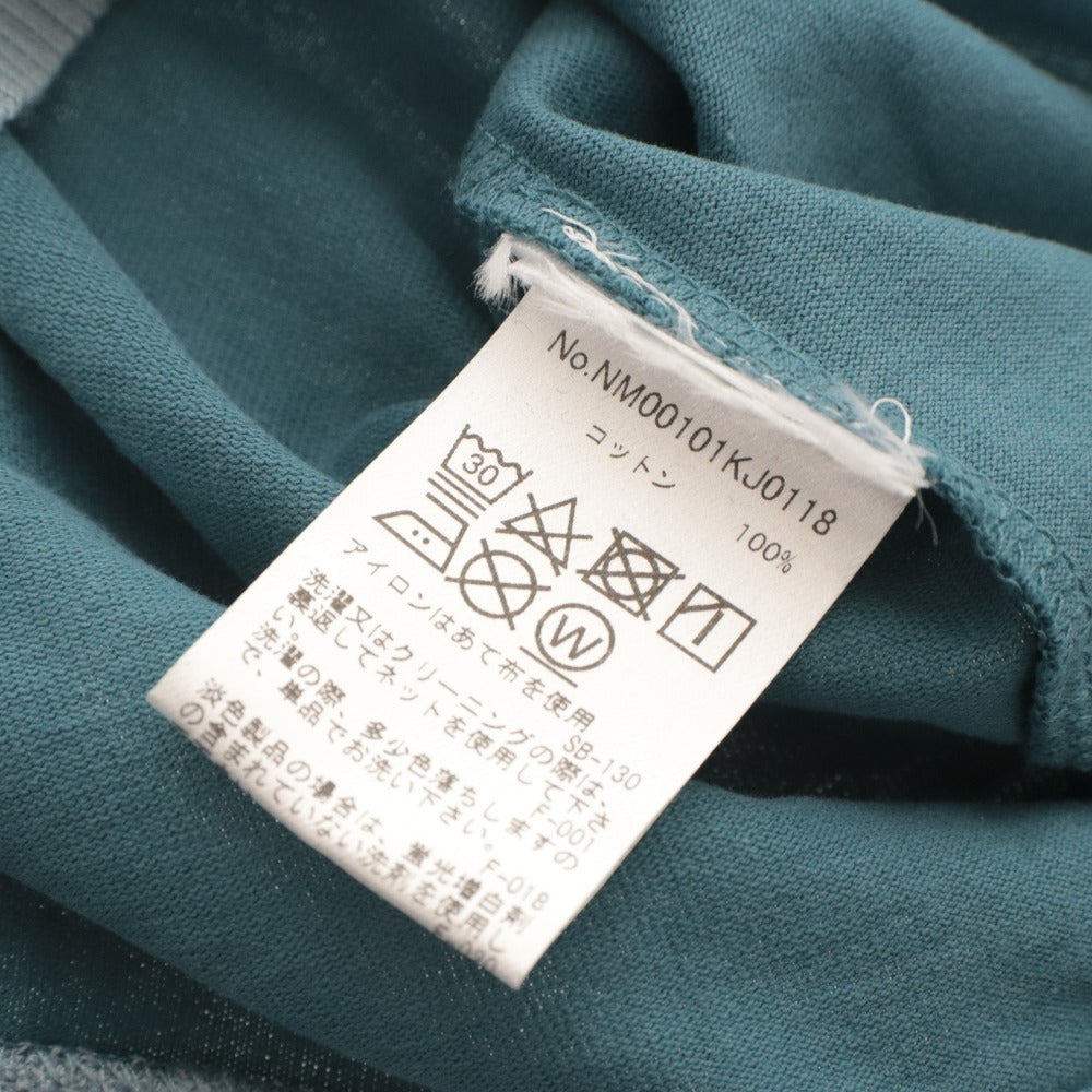 ■ MAISON KITSUNE Short Sleeve Sweatshirt Top Trainer Ribbed Logo Embroidery Cotton Men's XS Blue Green