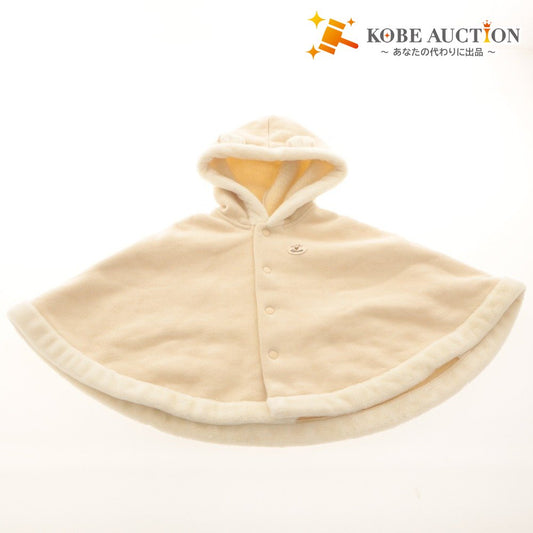 ■ MIKI HOUSE Miki House Bear Ear Fleece Cape Kids' Clothes Baby Poncho Hood Button Logo Patch Unisex 70-85 Ivory