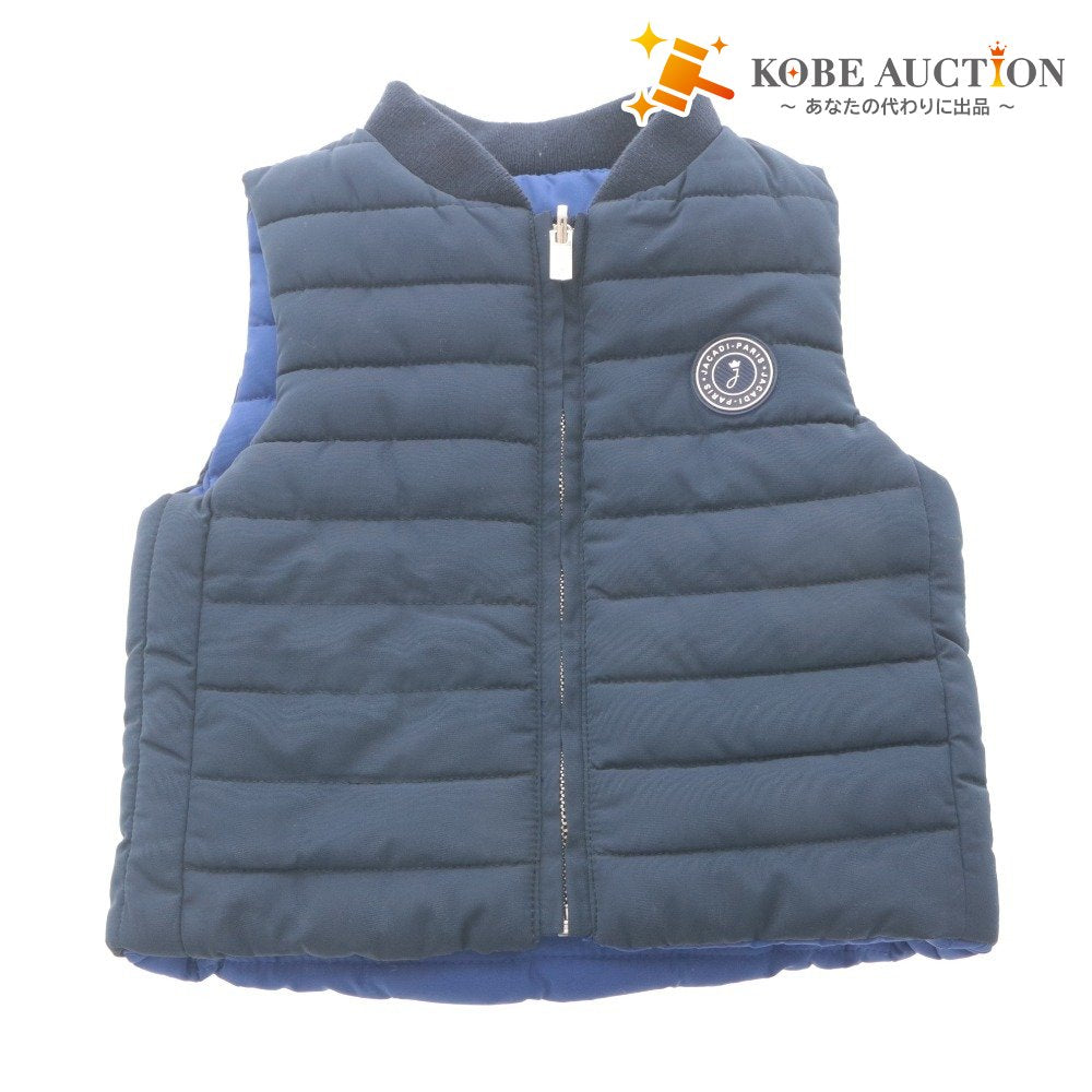 ■ jacadi ジャカディ 子供服 ベビー リバーシブル 中綿ベスト アウター ロゴワッペン 12M/74cm (1歳頃) ブルー ネイビー