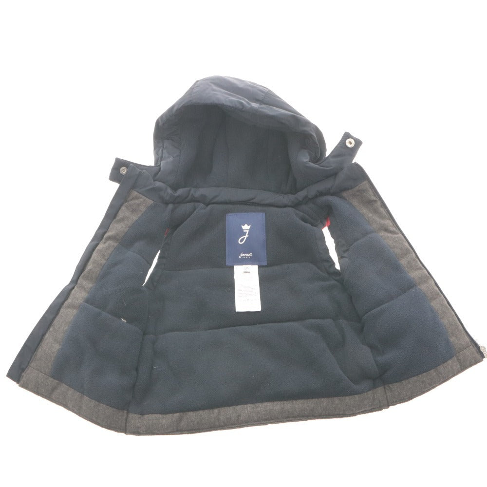 ■ Jacadi ジャカディ キッズ 中綿ベスト アウター フード取り外し可 ロゴ カラーブロック 12M/74cm (1歳頃) ネイビー ダークグレー 赤