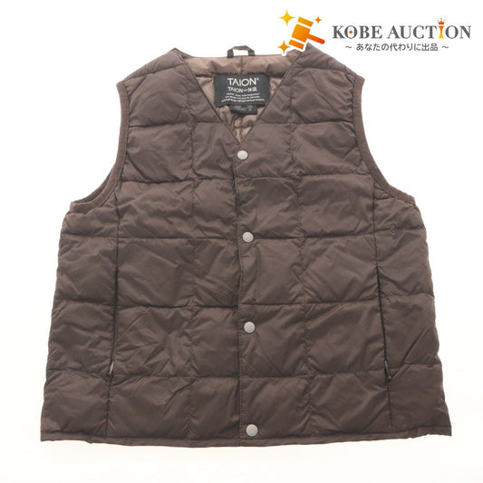 ■ TAION Kids' Down Vest Outerwear, Padded, Inner, V-Neck, Button-Up, Unisex, Size 120 (approx. 6-8 years old), Dark Brown