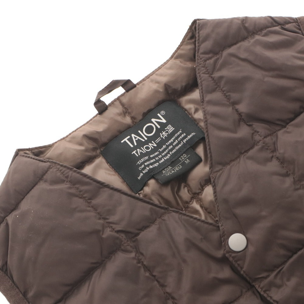 ■ TAION Kids' Down Vest Outerwear, Padded, Inner, V-Neck, Button-Up, Unisex, Size 120 (approx. 6-8 years old), Dark Brown