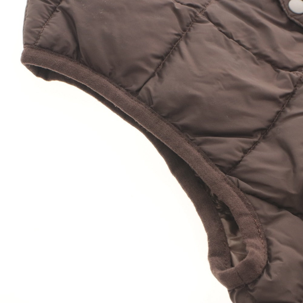 ■ TAION Kids' Down Vest Outerwear, Padded, Inner, V-Neck, Button-Up, Unisex, Size 120 (approx. 6-8 years old), Dark Brown