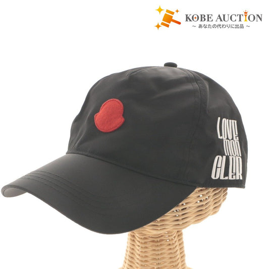 ■ Moncler Baseball Cap Hat LOVE MONCLER Logo Patch Men's Women's Fits M-L Black