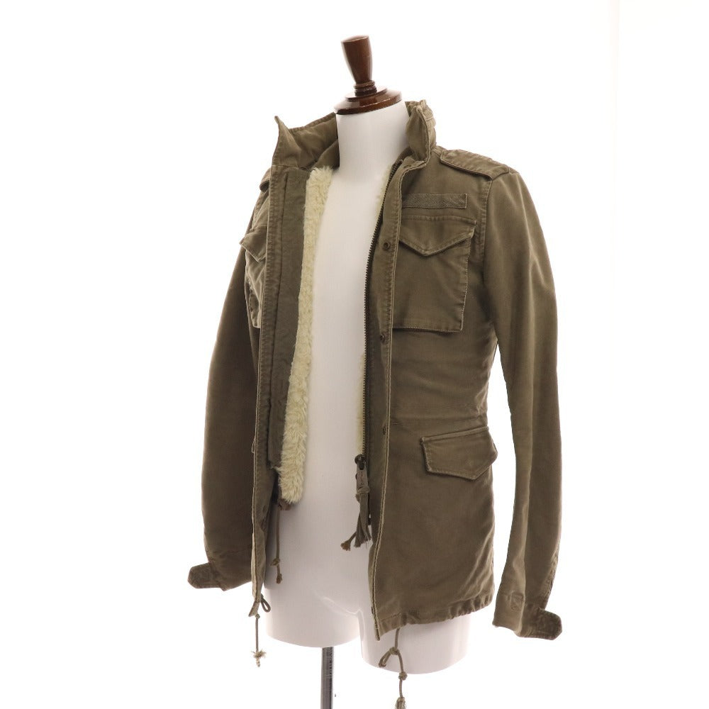 ■ AKM Military Jacket M65 Blouson Outerwear Boa Liner Double Zip Men's M Khaki