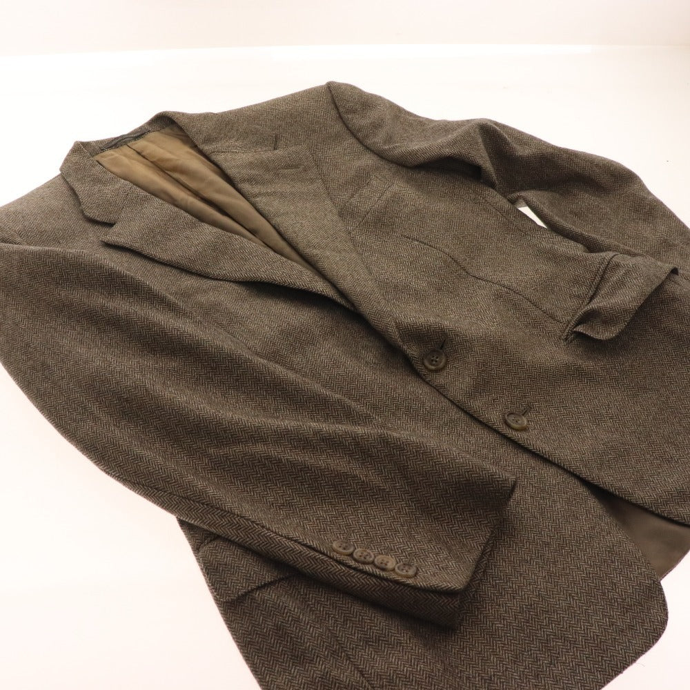 ■ Dunhill Tailored Jacket Blazer Suit Herringbone 100% Cashmere Men's Size 48 Brown Hanger Included