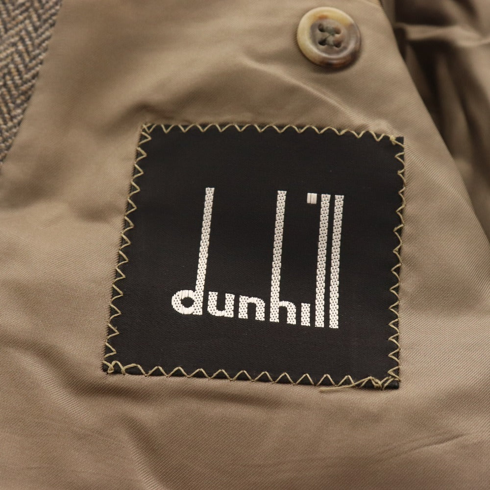 ■ Dunhill Tailored Jacket Blazer Suit Herringbone 100% Cashmere Men's Size 48 Brown Hanger Included