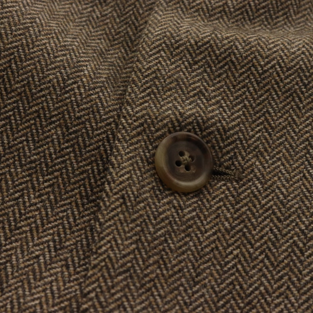 ■ Dunhill Tailored Jacket Blazer Suit Herringbone 100% Cashmere Men's Size 48 Brown Hanger Included