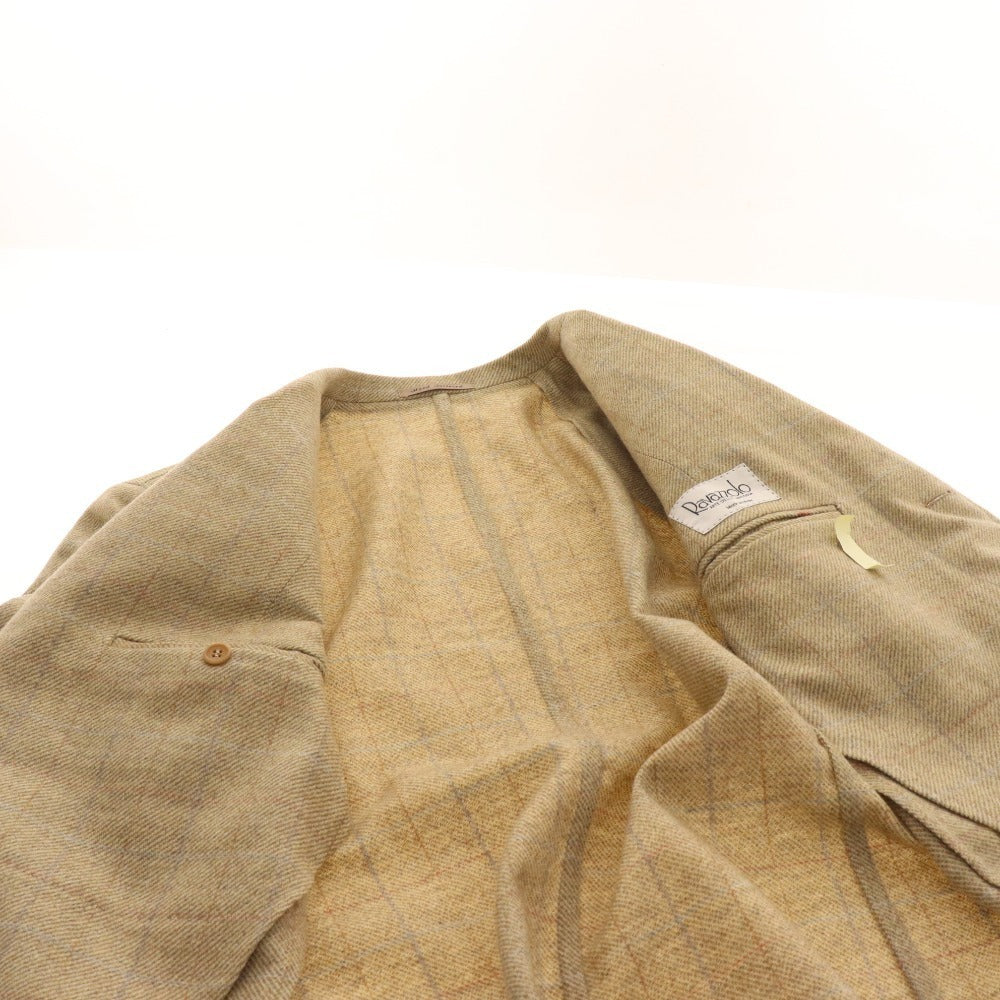 ■ Lavazzolo Tailored Jacket Blazer Suit Check Men's Size 48 Beige Accessories Included